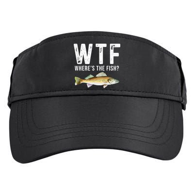 WTF Wheres The Fish Walleye Pike Funny Fishing Gifts Adult Drive Performance Visor
