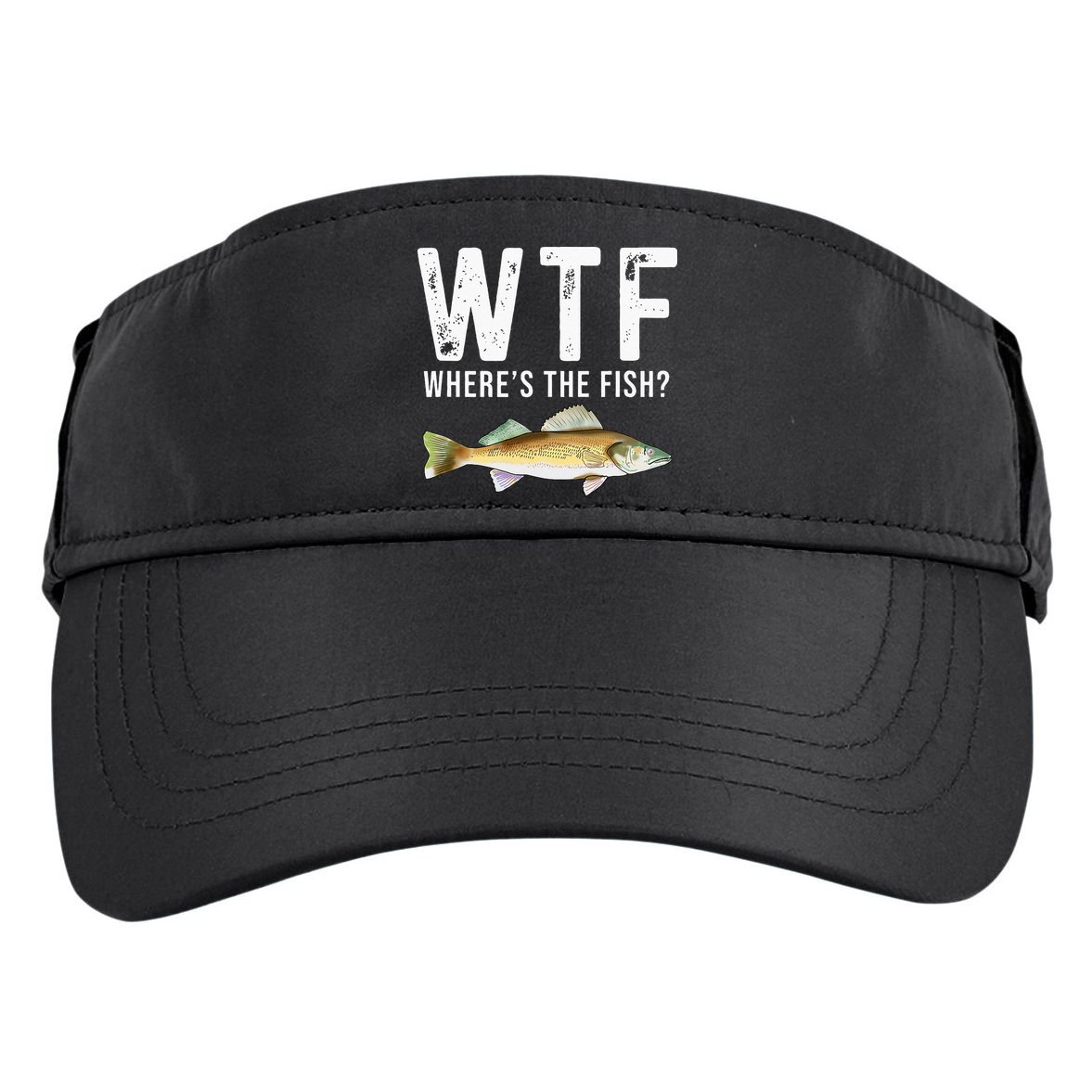 WTF Wheres The Fish Walleye Pike Funny Fishing Gifts Adult Drive Performance Visor