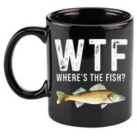 WTF Wheres The Fish Walleye Pike Funny Fishing Gifts 11oz C Handle Ceramic Mug