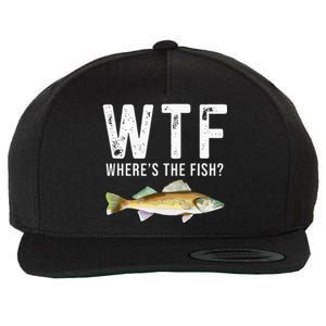 WTF Wheres The Fish Walleye Pike Funny Fishing Gifts Wool Snapback Cap