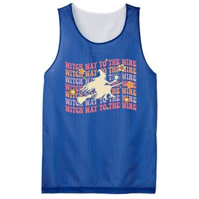 Witch Way To The Wine Retro Groovy Funny Halloween Costume Meaningful Gift Mesh Reversible Basketball Jersey Tank