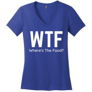 Wtf Wheres The Food Funny Adult Humor Gift Women's V-Neck T-Shirt