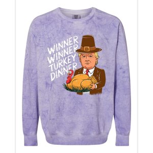 Winner Winner Turkey Dinner Trump Funny Thanksgiving Colorblast Crewneck Sweatshirt