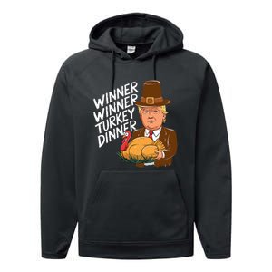 Winner Winner Turkey Dinner Trump Funny Thanksgiving Performance Fleece Hoodie