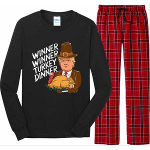 Winner Winner Turkey Dinner Trump Funny Thanksgiving Long Sleeve Pajama Set