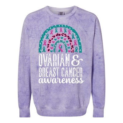 We Wear Teal Ovarian Cancer Awareness Month Colorblast Crewneck Sweatshirt