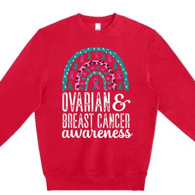 We Wear Teal Ovarian Cancer Awareness Month Premium Crewneck Sweatshirt