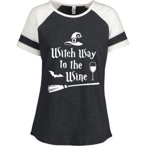 Witch Way To The Wine Shirts Funny Wine Drinking Gift Idea Enza Ladies Jersey Colorblock Tee