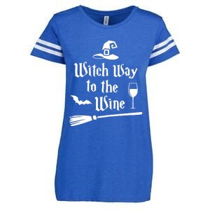 Witch Way To The Wine Shirts Funny Wine Drinking Gift Idea Enza Ladies Jersey Football T-Shirt