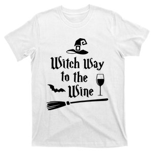 Witch Way To The Wine Shirts Funny Wine Drinking Gift Idea T-Shirt