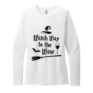 Witch Way To The Wine Shirts Funny Wine Drinking Gift Idea Womens CVC Long Sleeve Shirt