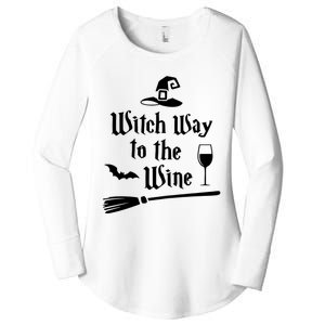 Witch Way To The Wine Shirts Funny Wine Drinking Gift Idea Women's Perfect Tri Tunic Long Sleeve Shirt