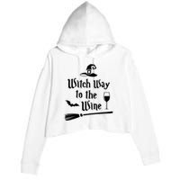 Witch Way To The Wine Shirts Funny Wine Drinking Gift Idea Crop Fleece Hoodie