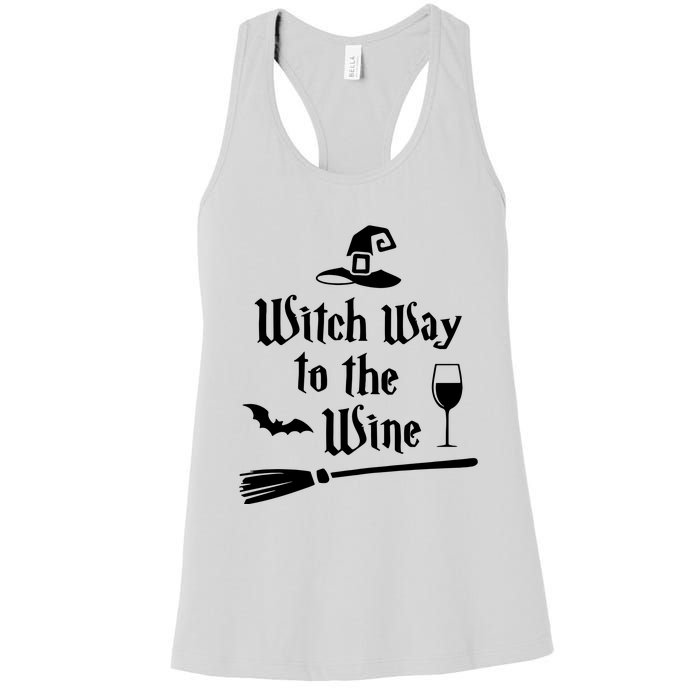 Witch Way To The Wine Shirts Funny Wine Drinking Gift Idea Women's Racerback Tank