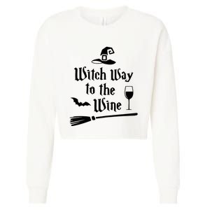 Witch Way To The Wine Shirts Funny Wine Drinking Gift Idea Cropped Pullover Crew