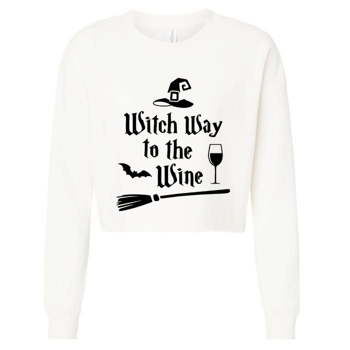 Witch Way To The Wine Shirts Funny Wine Drinking Gift Idea Cropped Pullover Crew