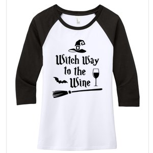 Witch Way To The Wine Shirts Funny Wine Drinking Gift Idea Women's Tri-Blend 3/4-Sleeve Raglan Shirt