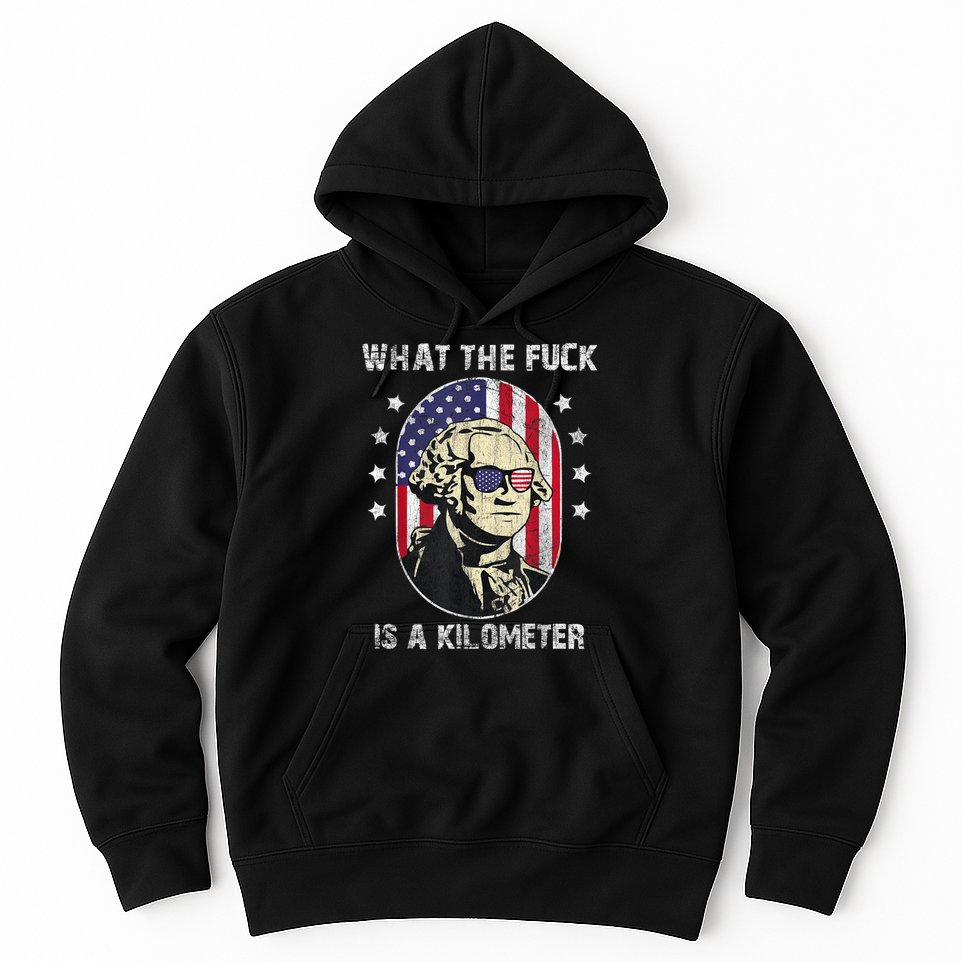 WTF What The Fuck Is A Kilometer George Washington July 4th Hoodie