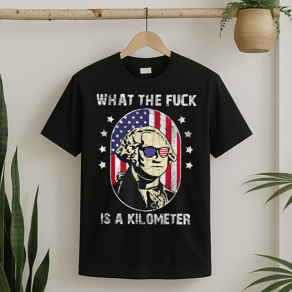 WTF What The Fuck Is A Kilometer George Washington July 4th T-Shirt