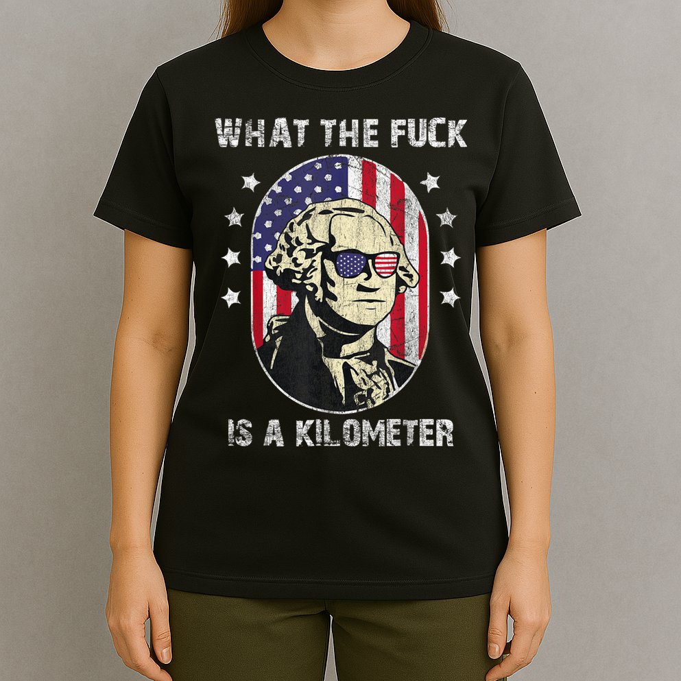 WTF What The Fuck Is A Kilometer George Washington July 4th T-Shirt