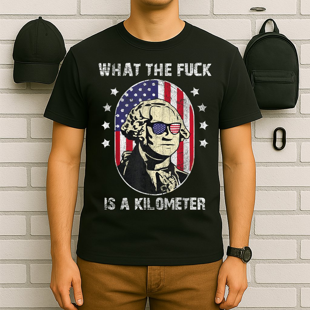 WTF What The Fuck Is A Kilometer George Washington July 4th T-Shirt