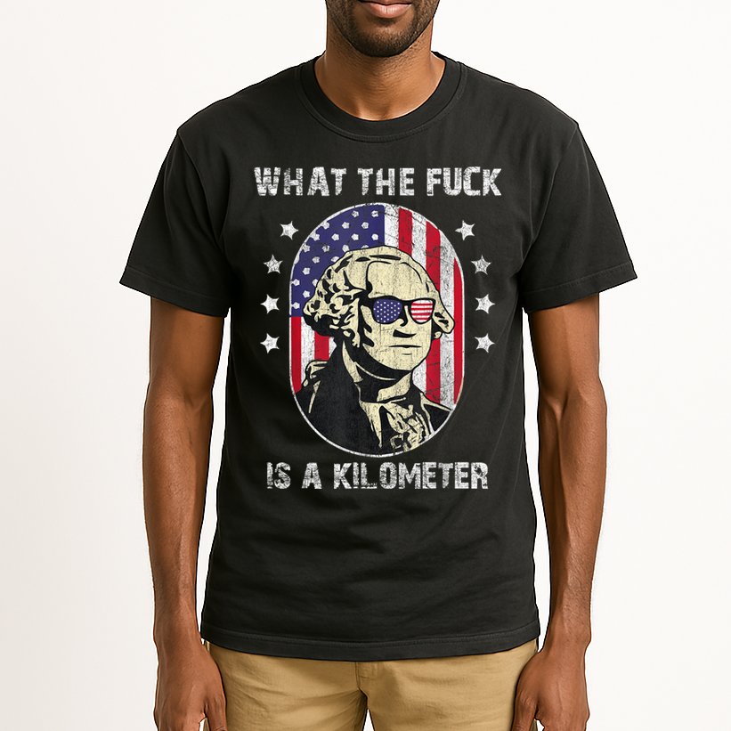 WTF What The Fuck Is A Kilometer George Washington July 4th Tall T-Shirt