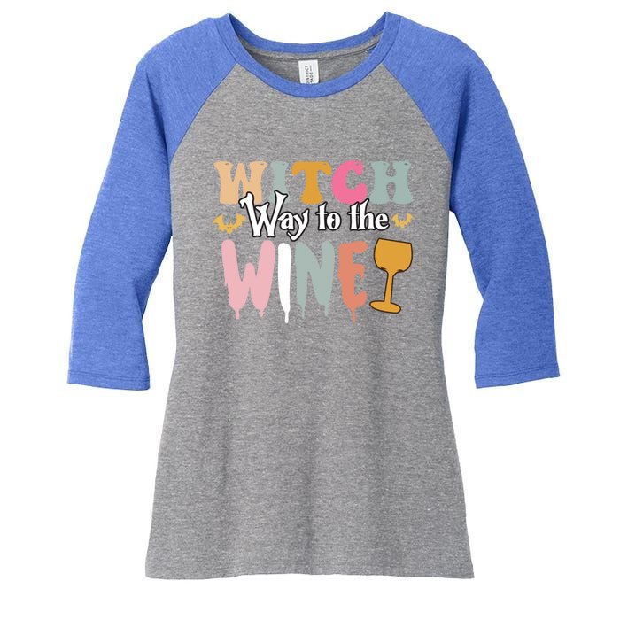 Witch Way To The Wine Funny Halloween Party Design Cool Gift Women's Tri-Blend 3/4-Sleeve Raglan Shirt