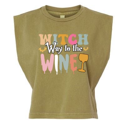 Witch Way To The Wine Funny Halloween Party Design Cool Gift Garment-Dyed Women's Muscle Tee