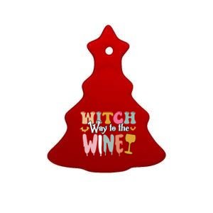 Witch Way To The Wine Funny Halloween Party Design Cool Gift Ceramic Tree Ornament