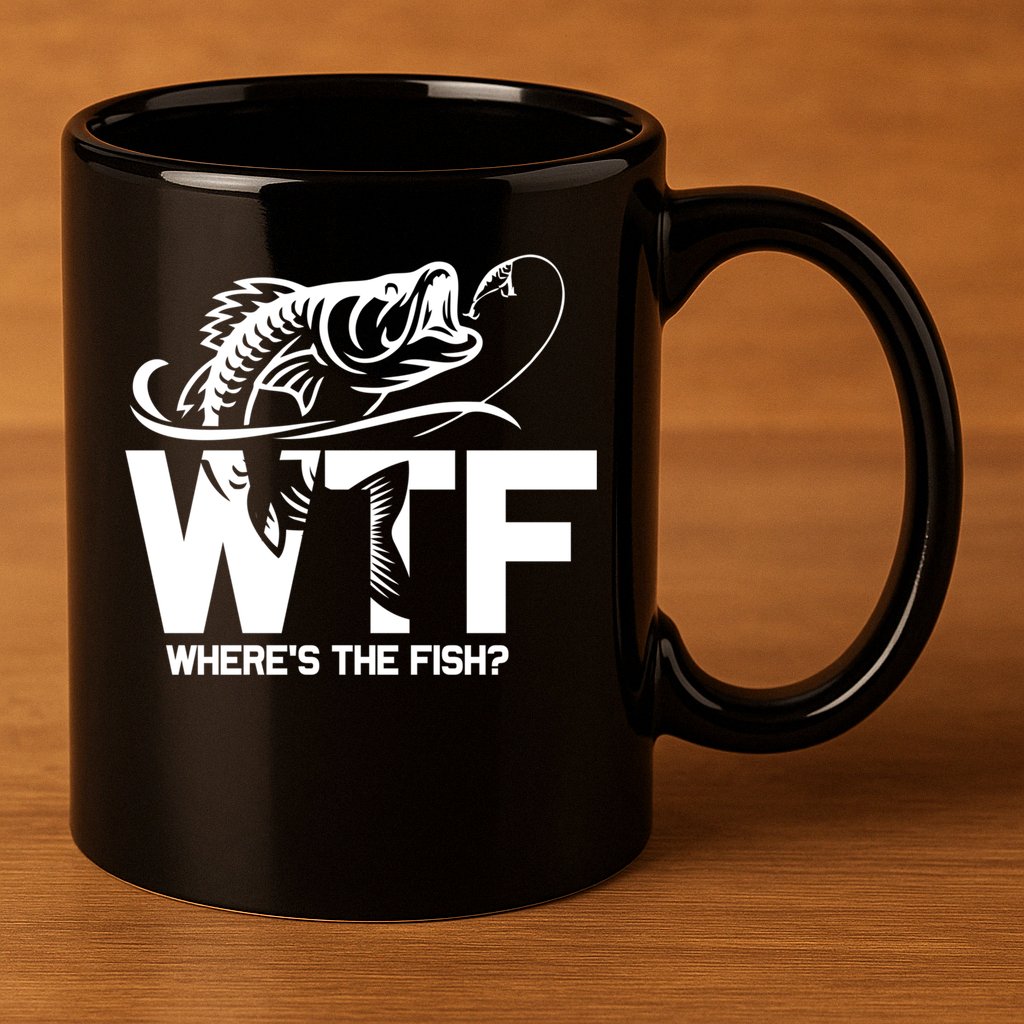Wtf WhereS The Fish Funny Fishing Lover Gift 11oz C Handle Ceramic Mug