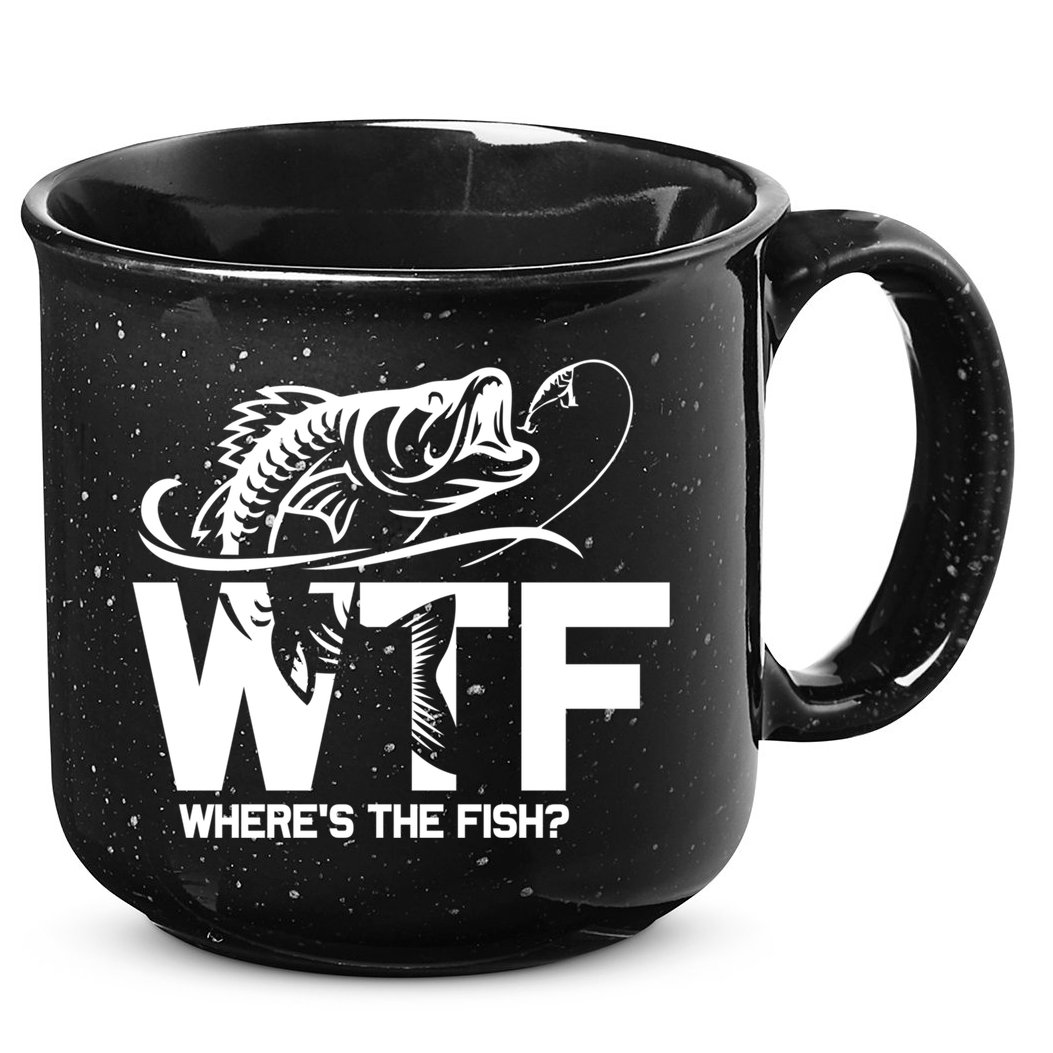 Wtf WhereS The Fish Funny Fishing Lover Gift 15oz Campfire Ceramic Mug
