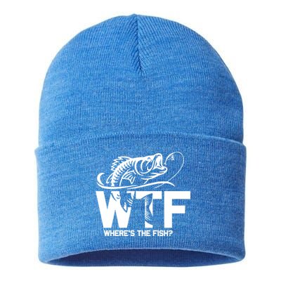Wtf WhereS The Fish Funny Fishing Lover Gift Sustainable Knit Beanie