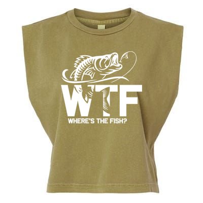 Wtf WhereS The Fish Funny Fishing Lover Gift Garment-Dyed Women's Muscle Tee
