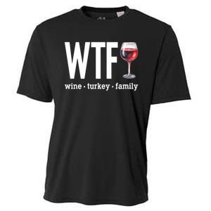 Wtf Wine Turkey Family Funny Thanksgiving Cooling Performance Crew T-Shirt