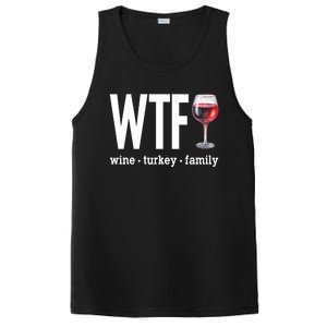 Wtf Wine Turkey Family Funny Thanksgiving PosiCharge Competitor Tank