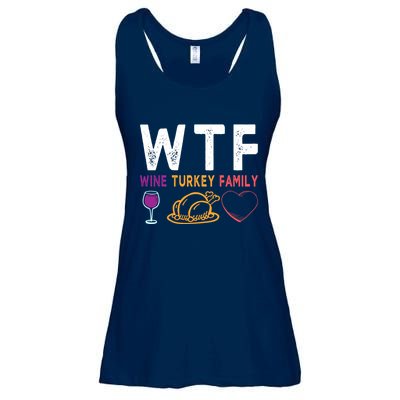 Wtf Wine Turkey Family Funny Thanksgiving Day Ladies Essential Flowy Tank