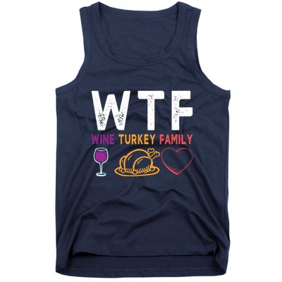 Wtf Wine Turkey Family Funny Thanksgiving Day Tank Top