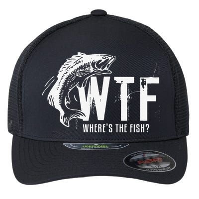 WTF Where's The Fish's Funny Fishing Flexfit Unipanel Trucker Cap