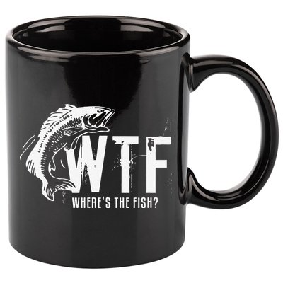 WTF Where's The Fish's Funny Fishing 11oz C Handle Ceramic Mug