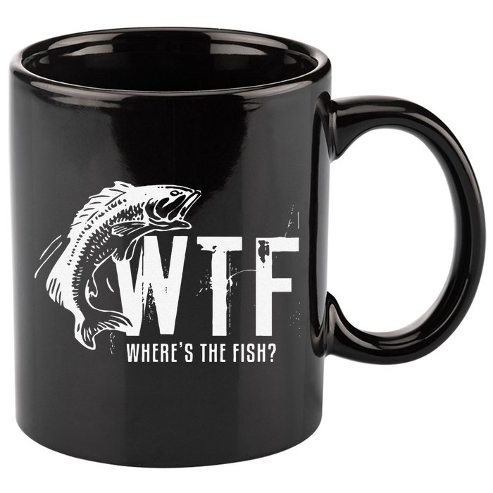 WTF Where's The Fish's Funny Fishing 11oz C Handle Ceramic Mug
