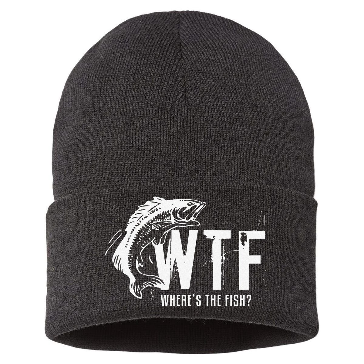 WTF Where's The Fish's Funny Fishing Sustainable Knit Beanie