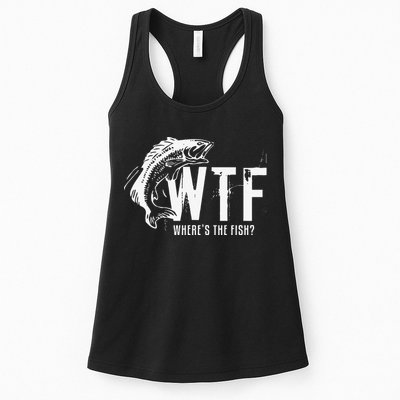 WTF Where's The Fish's Funny Fishing Womens Tank Top