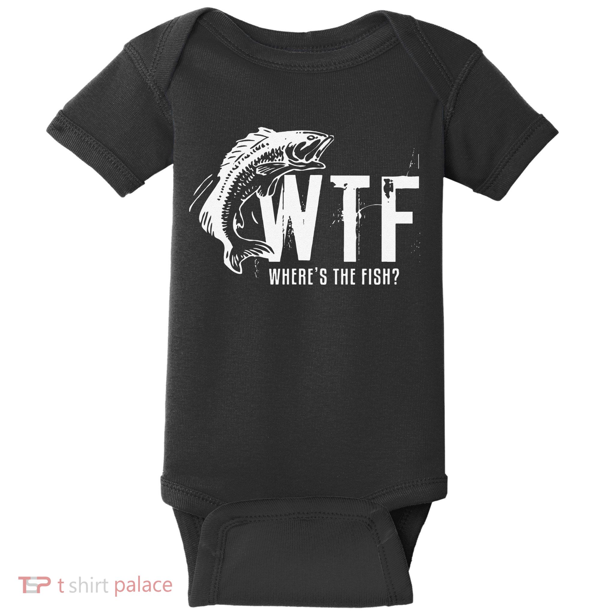 WTF Where's The Fish's Funny Fishing Baby Bodysuit