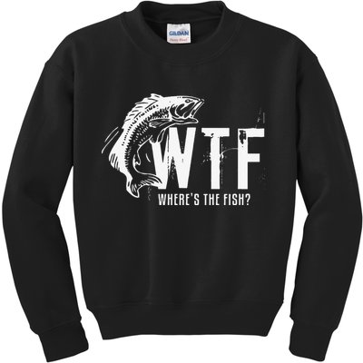 WTF Where's The Fish's Funny Fishing Kids Sweatshirt