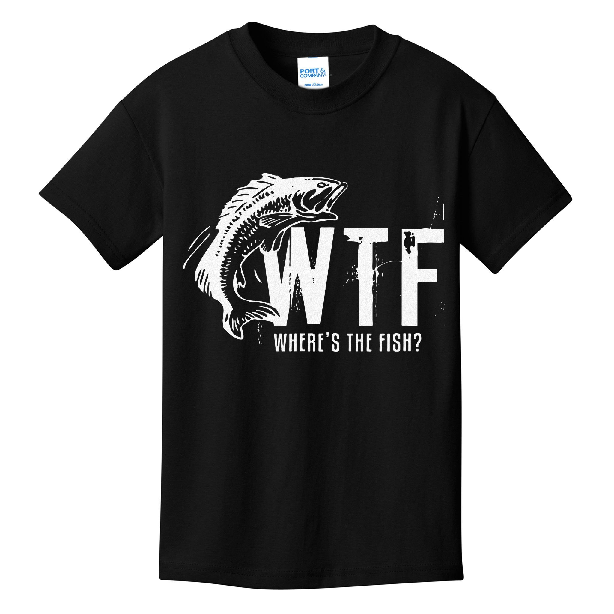 WTF Where's The Fish's Funny Fishing Kids T-Shirt