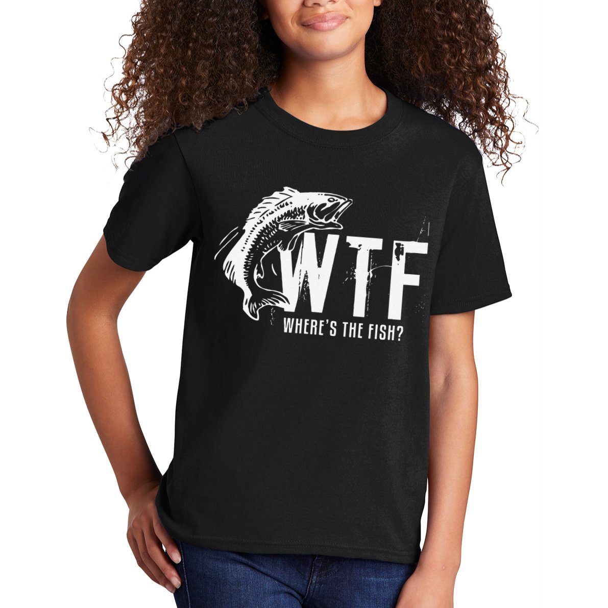 WTF Where's The Fish's Funny Fishing Kids T-Shirt