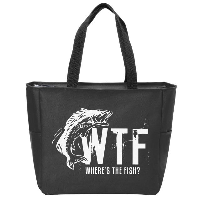 WTF Where's The Fish's Funny Fishing Zip Tote Bag