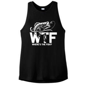 Wtf WhereS The Fish Funny Fishing Lover Gift Funny Gift Ladies PosiCharge Tri-Blend Wicking Tank