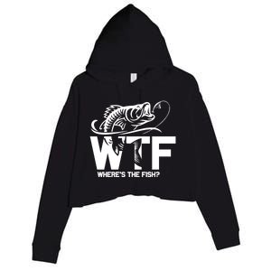 Wtf WhereS The Fish Funny Fishing Lover Gift Funny Gift Crop Fleece Hoodie