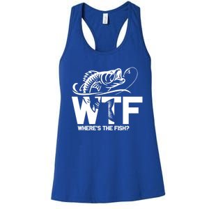 Wtf WhereS The Fish Funny Fishing Lover Gift Funny Gift Women's Racerback Tank